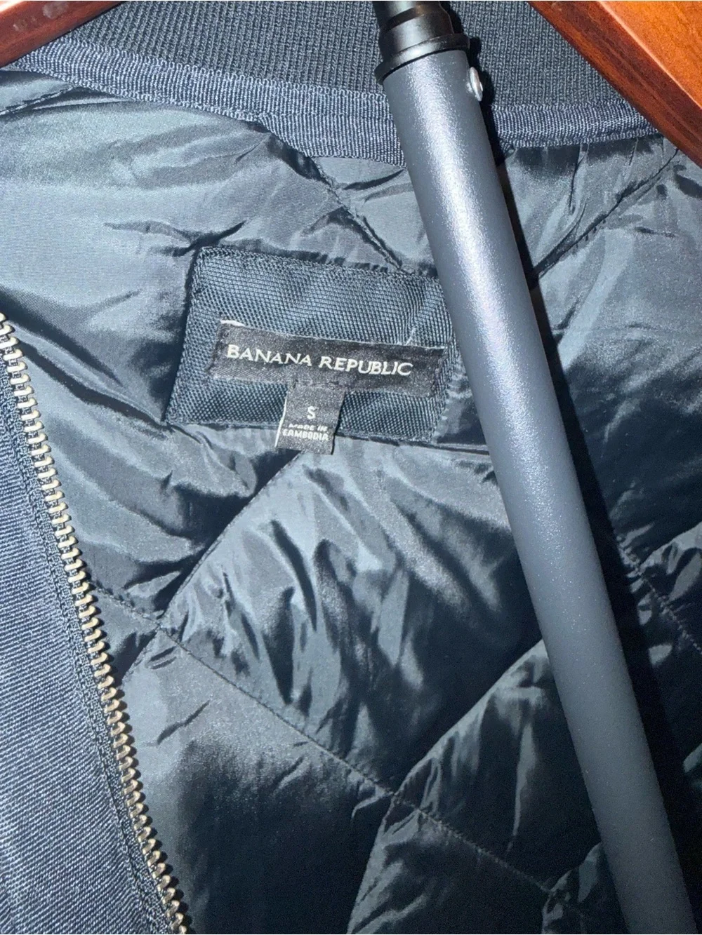 Banana Republic Dark Navy Blue Quilted Bomber Jacket